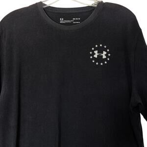 Under Armour Shirt Mens Medium Black Freedom‎ Flag HeatGear Loose Graphic Tee